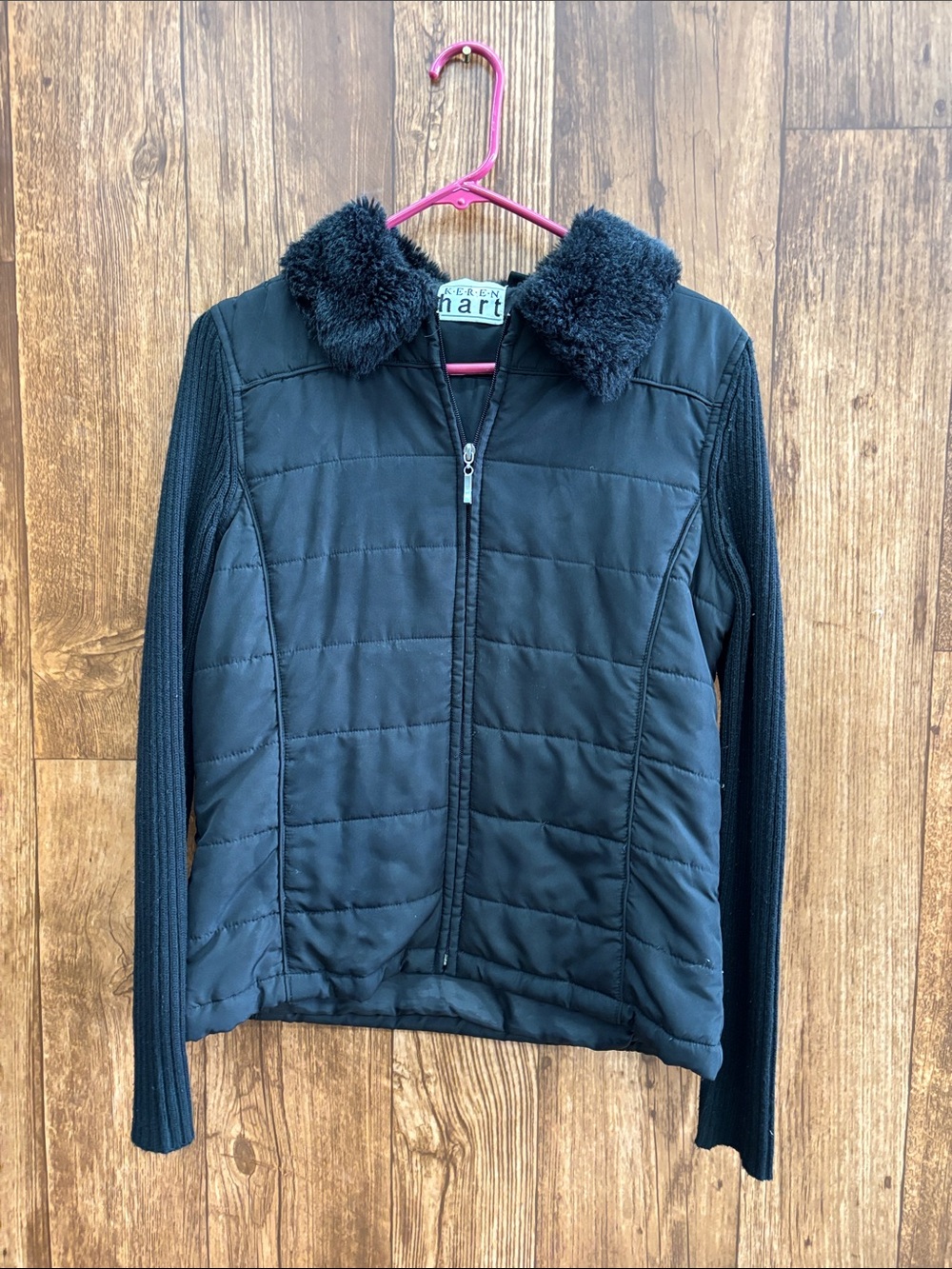 KEREN hart Black Teddy Collar Quilted Jacket